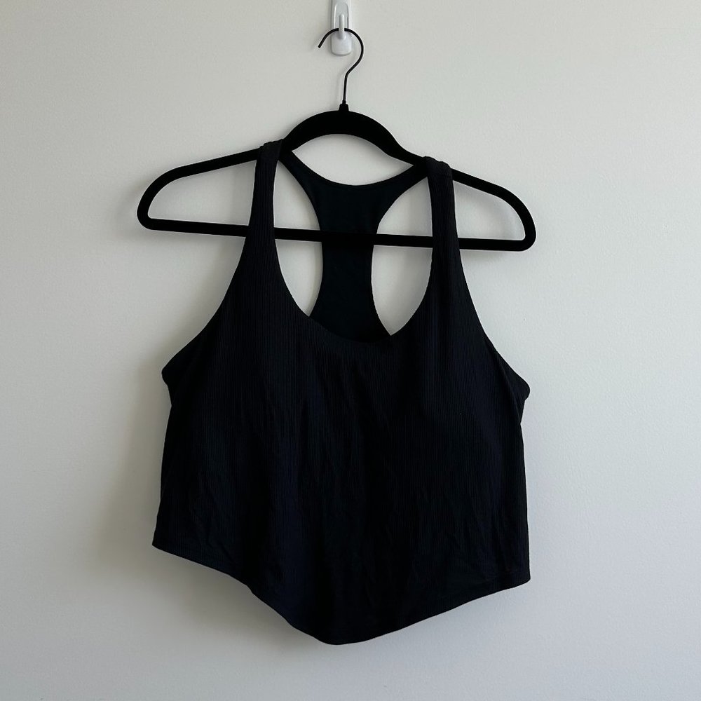 JoyLab Black Crop Racerback top with built-in bra Sz XL